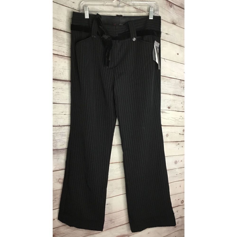 Heart &Soul Womens size 9 Dress Pants Trousers Black Textured Stripe Elegant